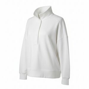 Fabletics Women's White Snap-Up Sweatshirt